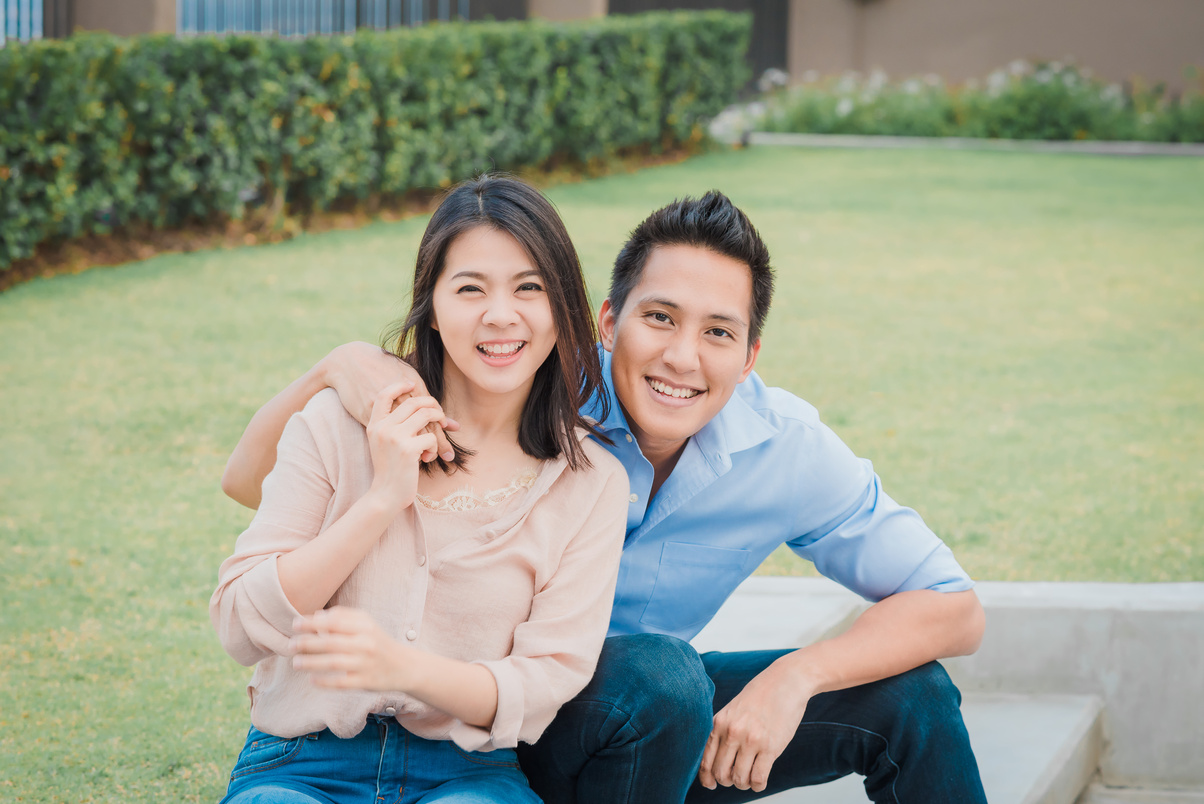 Asian Couple in Love Smiling 